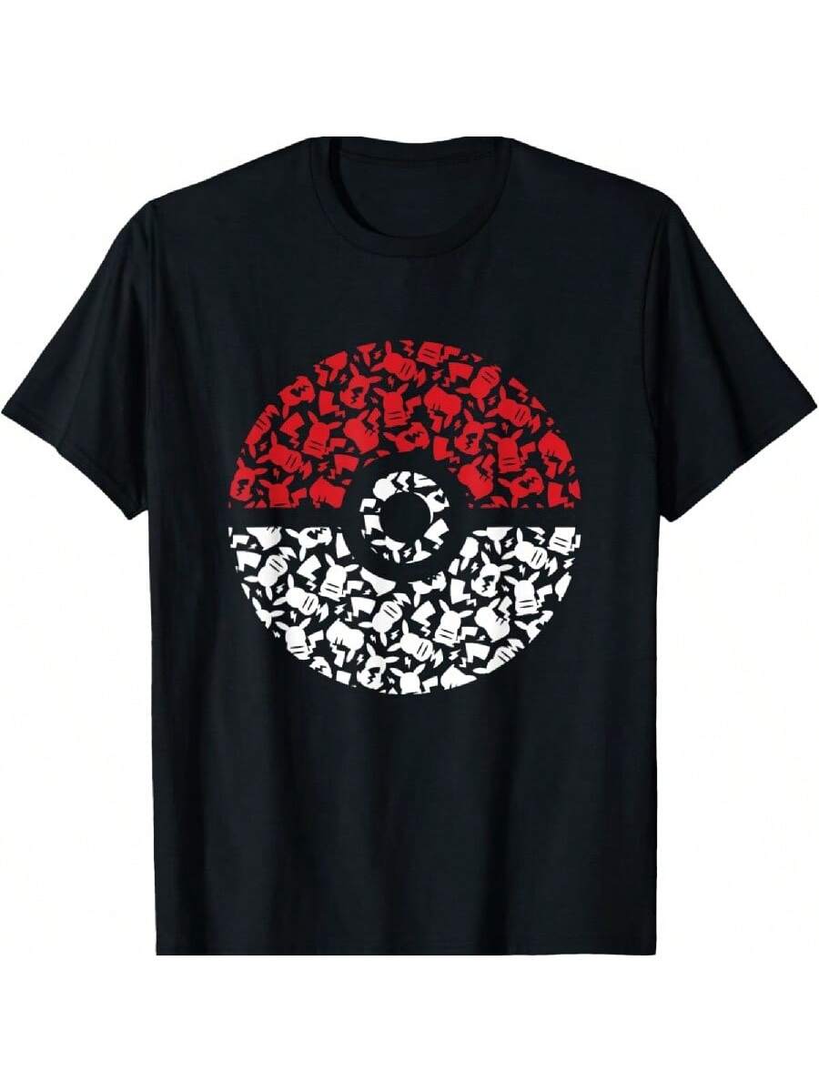 

Покемоны - Футболка с узором из Покеболов и Пикачу XL чёрный