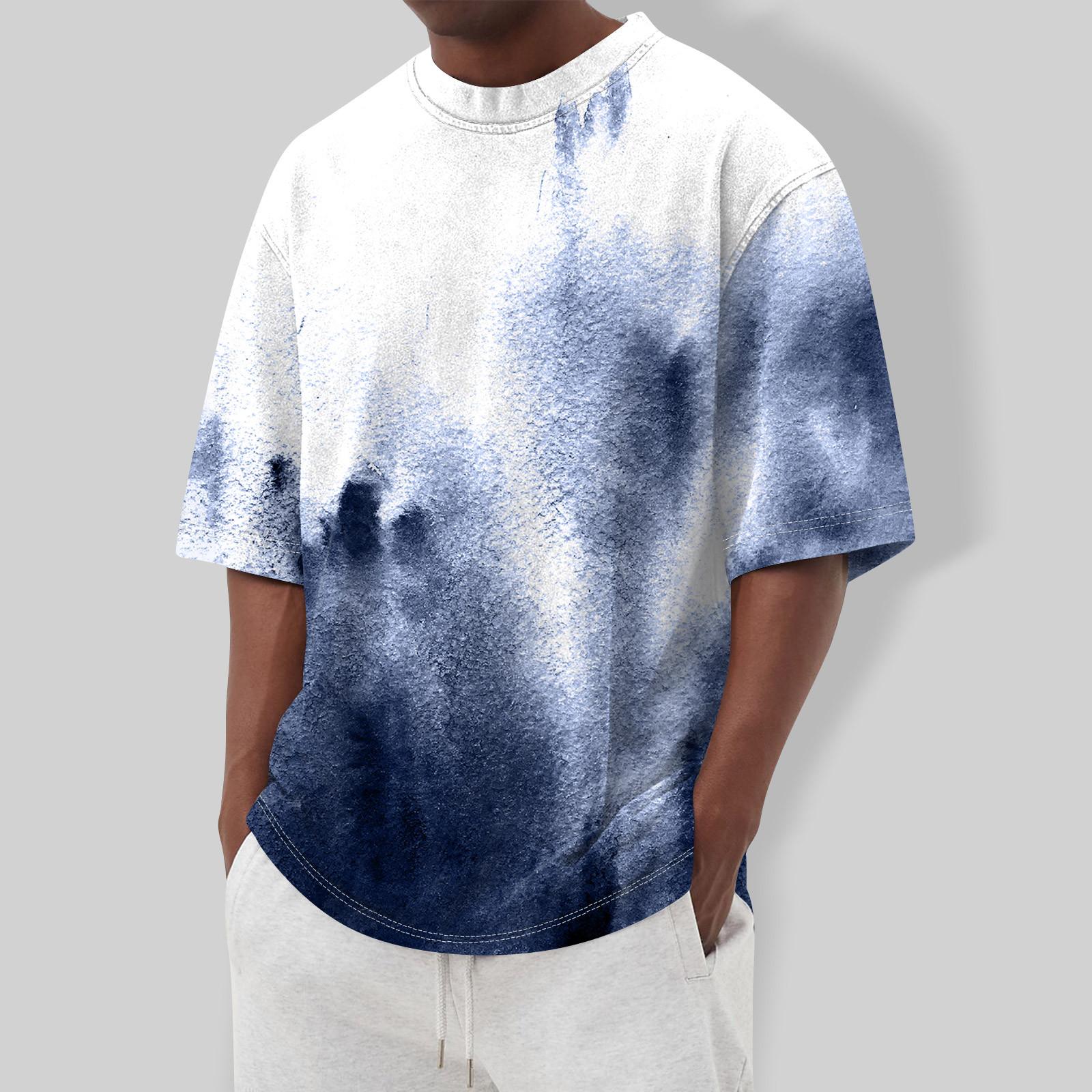 

Летняя мужская популярная футболка с круглым вырезом и коротким рукавом с принтом XL синий