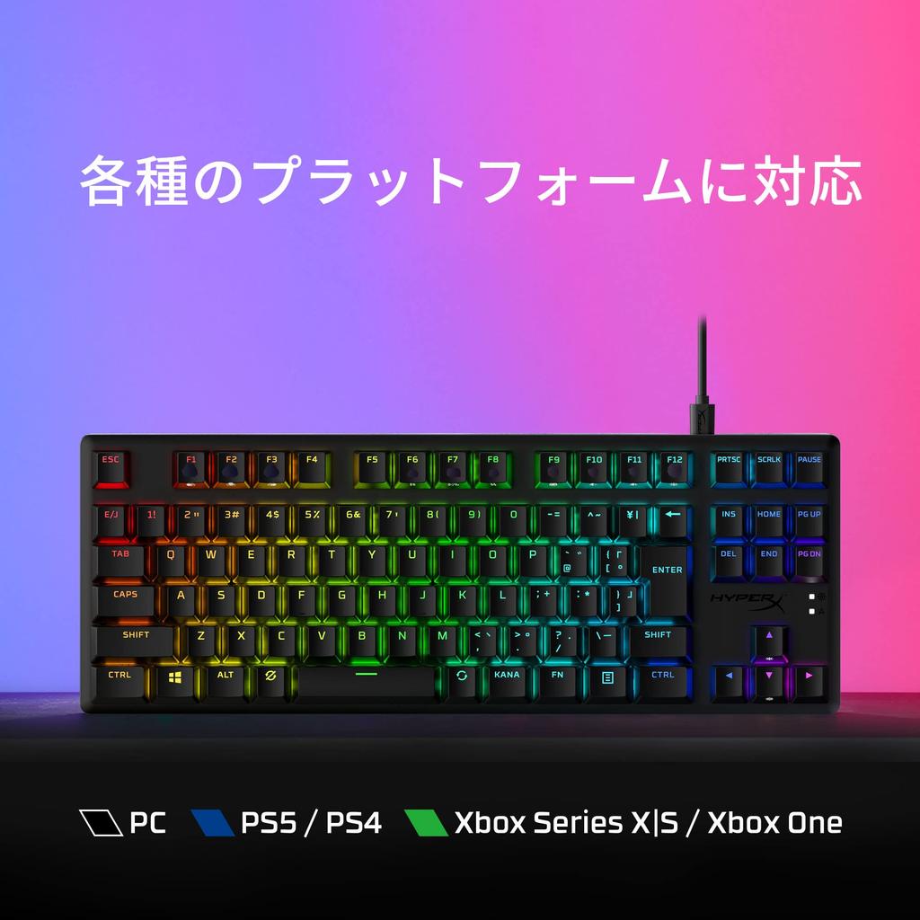 HyperX Alloy Origins Core RGB PBT Mechanical Gaming Keyboard HyperX Red for Black (Japanese Layout), Tenkeyless, Switches, Gamers, 2-Year
