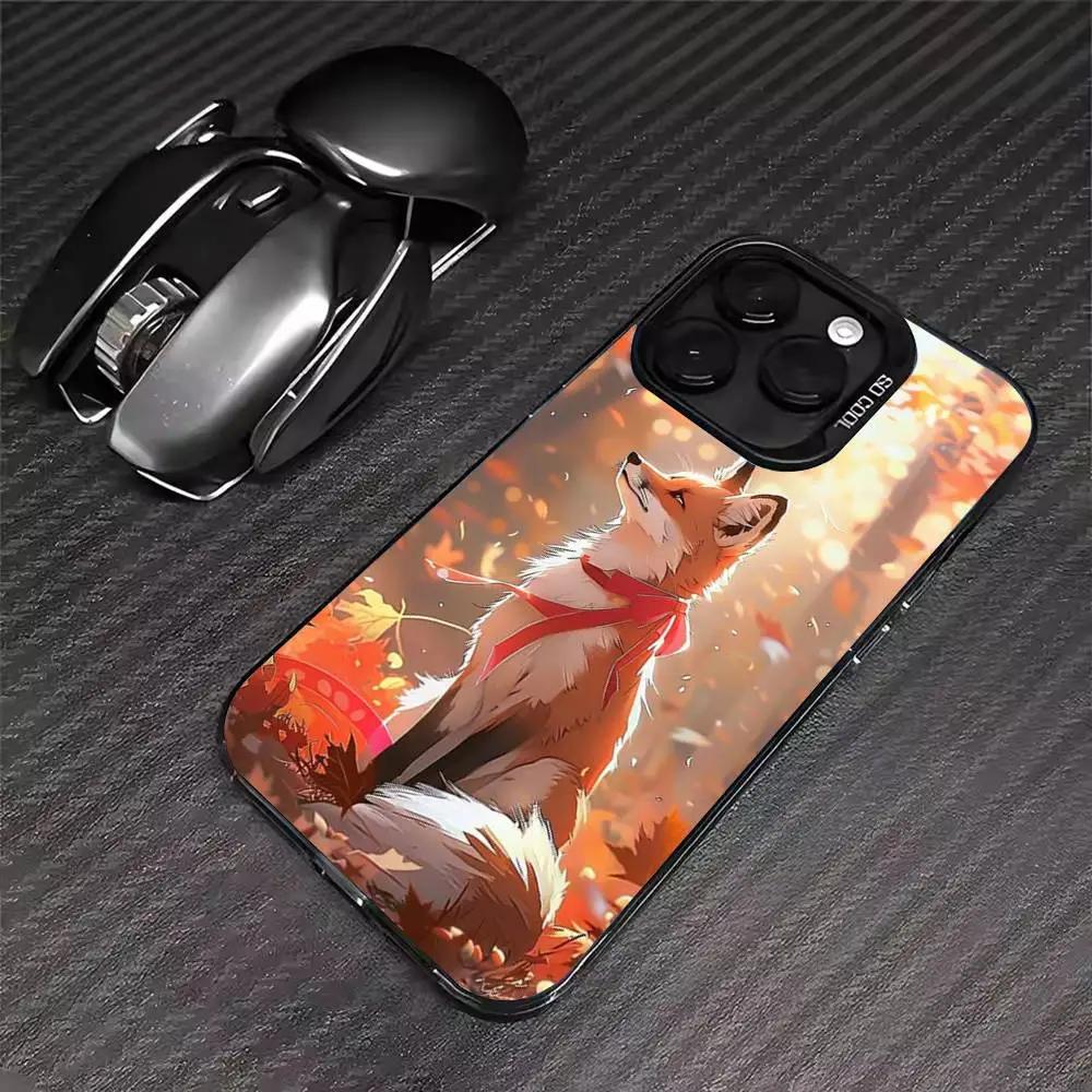 Cartoon Animals Bear Fox Phone Case For iPhone 17 16 15 14 13 12 11 Pro Max XS Max 7 8 Plus Shockproof Silicone Matte Cover