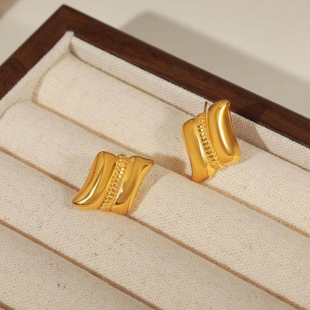 Geometric Minimalist Gold-Plated Titanium Steel Earrings