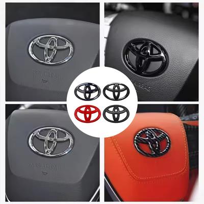 1PCS ABS Logo Car Emblem Steering Wheel Sticker For Toyota Hilux Prius Avensis Auris Verso Corolla Camry Auto Accessories