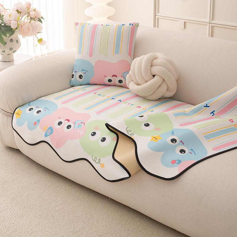 Summer New Special-Shaped Cartoon Color Funny Sofa Cushion, Living Room Cold Silk Cool Non-Slip Sofa Seat Cushion, Mat Cushion