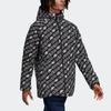 adidas originals Monogram JKT Full Print logo Reversible Stay Warm hooded down Jacket Black White Men's DP8561