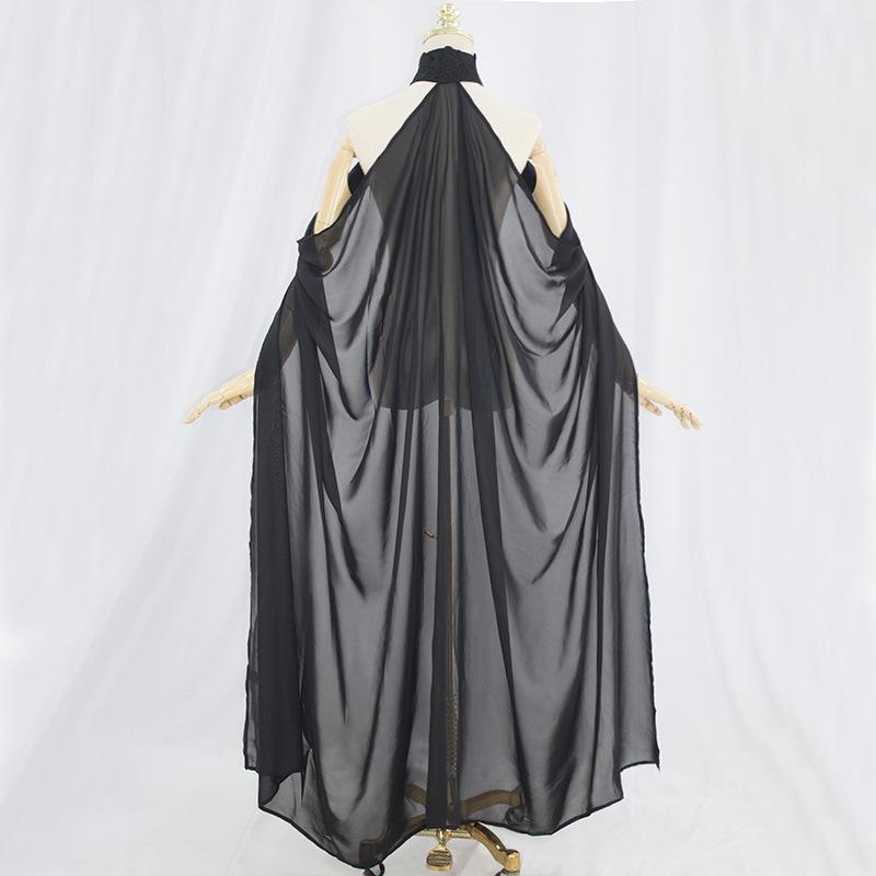 Black Ivory Chiffon Bridal Halter Cape Shawl for Women