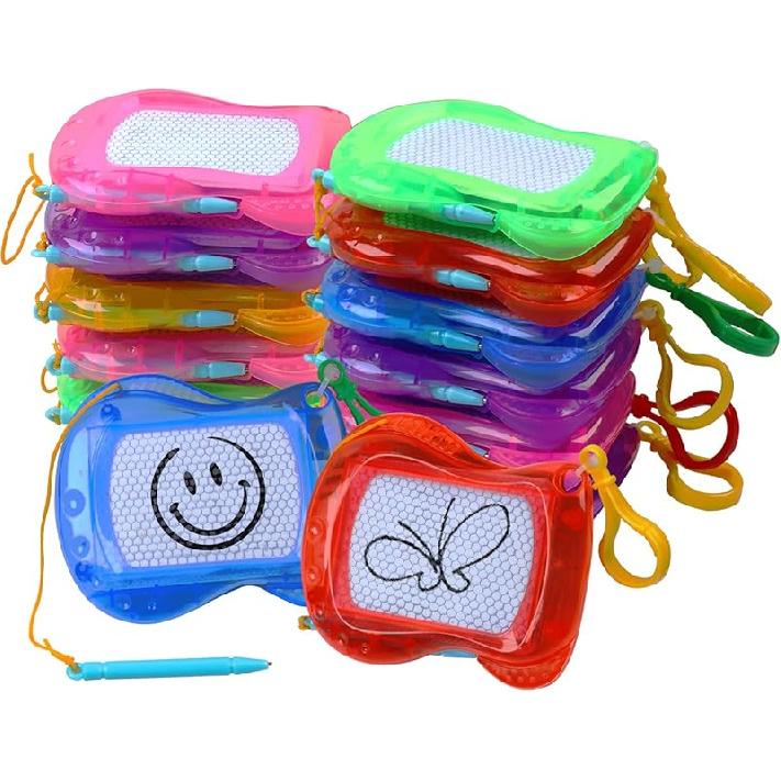 12 Pack Mini Magnetic Drawing Board for Kids, Small Magnetic Doodle Board Set Backpack Keychain Clip Drawing Board, Erasable Sketch and Painting Pad 12 Pack