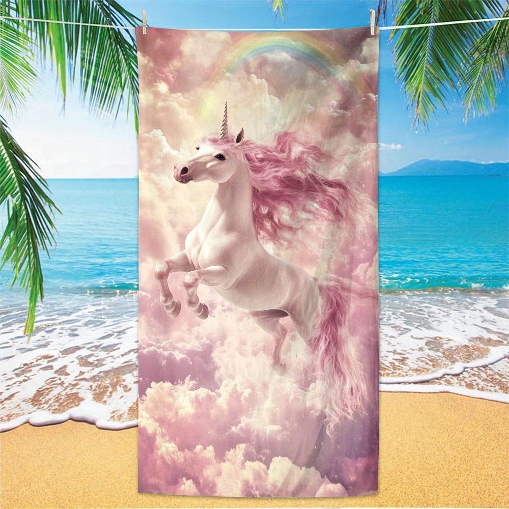 One Piece of a Magical Unicorn Beach Towel, Made from Soft And Lightweight Microfiber, Perfect for Quick Drying. This Oversized