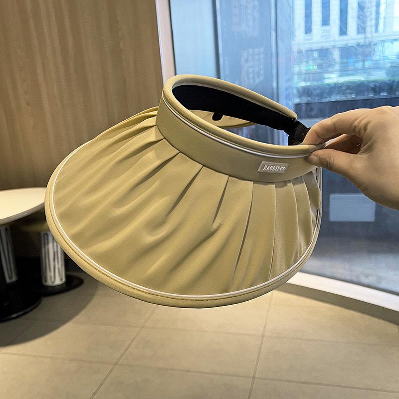 Women's Korean-Style Sun Visor Hat - Summer UV Protection, Wide Brim Design for Outdoor Use, Visually Slims Face