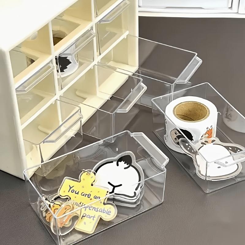 9-Schubladen Handgefertigte Perlen Aufbewahrungsbox Transparente Schubladen Schmuck Make-up Kleine Gegenstände Mädchen Haarschmuck Stapelbarer Organizer