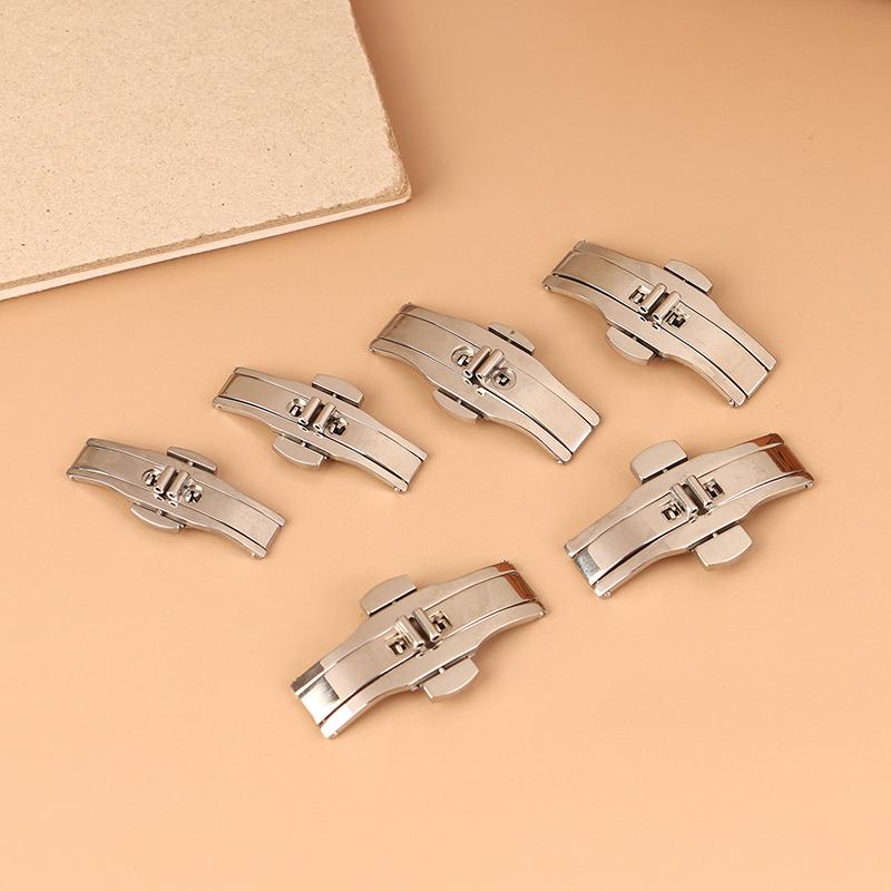 1ks spona s motýlkem z nerezové oceli s leštěným knoflíkem řemínek k hodinkám 15/17/19/21/23/25 mm řemínky k hodinkám spona Příslušenství