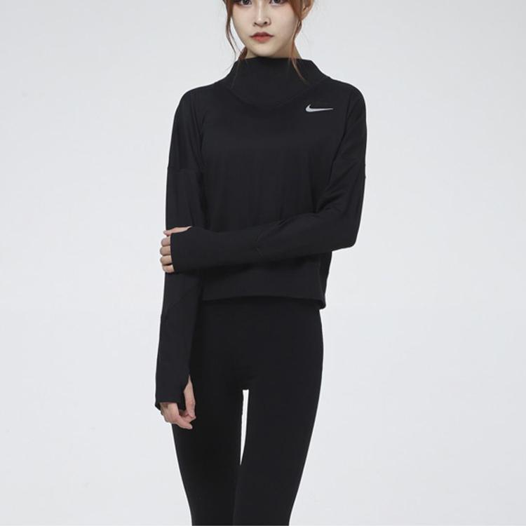 Nike Running Training Pullover Long Sleeve T-Shirt Women Tops Black DA1057-010