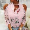 Sexy Hollow Out Vintage Blouse Women V-Neck Elegant Lace Shirts Summer  Printed Short Sleeve Blouses Female Casual Tops 19361