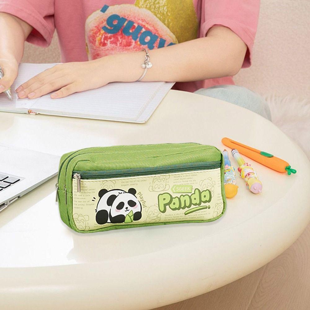 Canvas Pen Bag Panda/Capybara Pencil Case Cute Stationery Organizer  for Students