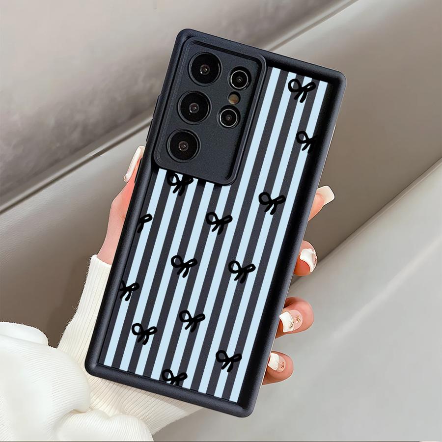 

Case for Samsung Galaxy S26 Ultra S24 Plus S25 S25 Edge S22 S23 FE S21 S20FE S24Ultra Phone Cover Fashion Striped Bow Galaxy S25 Ultra