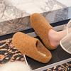 2025 autumn and winter new thick-soled fluffy slippers women's outer wear bag head plush one pedal lazy shoes cotton slippers