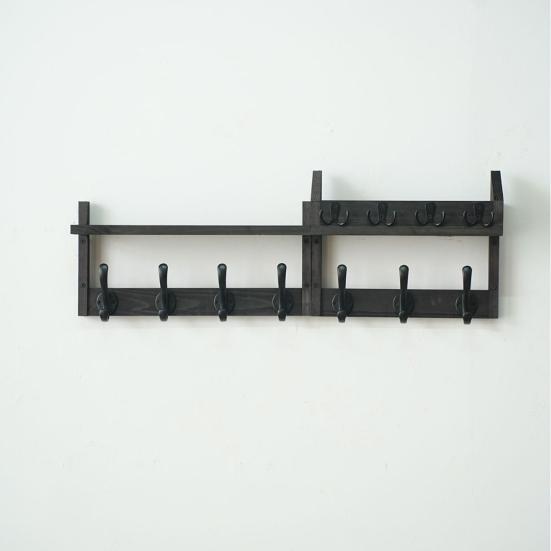 Appendiabiti da Parete con Mensola Mensola da Parete Rustica in Legno con 11 Ganci Porta Posta Organizzatore 4-in-1 per Ingresso Porta Chiavi per Soggiorno Camera da Letto