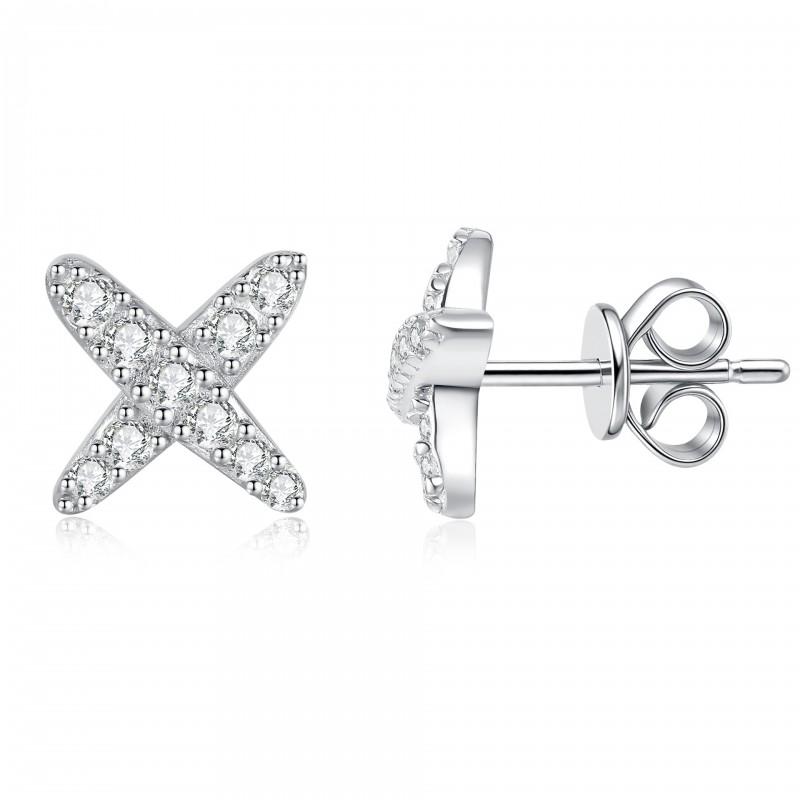 Sterling X-Shaped Cross Earrings With Lab-Created Moissanite Stones Women Minimalist Fashion Jewelry