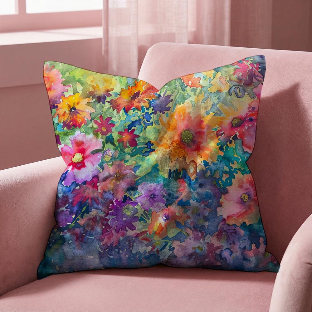 Stunning Colorful Floral Cushion Cover Multi-Scene Pillow Cover for Home & Car - Reversible, Soft & Durable for Daily Use
