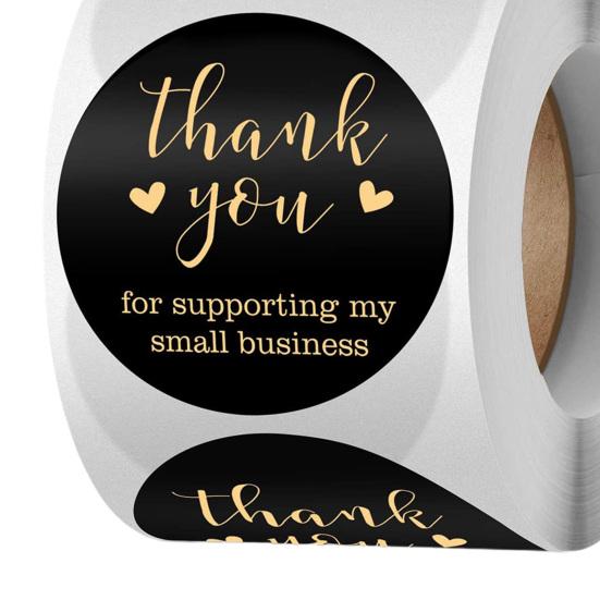 1 Roll Thank You Sticker DIY Letter Printing Residue-free Waterproof Thanks Gift Holiday Tag Sticker for Festival