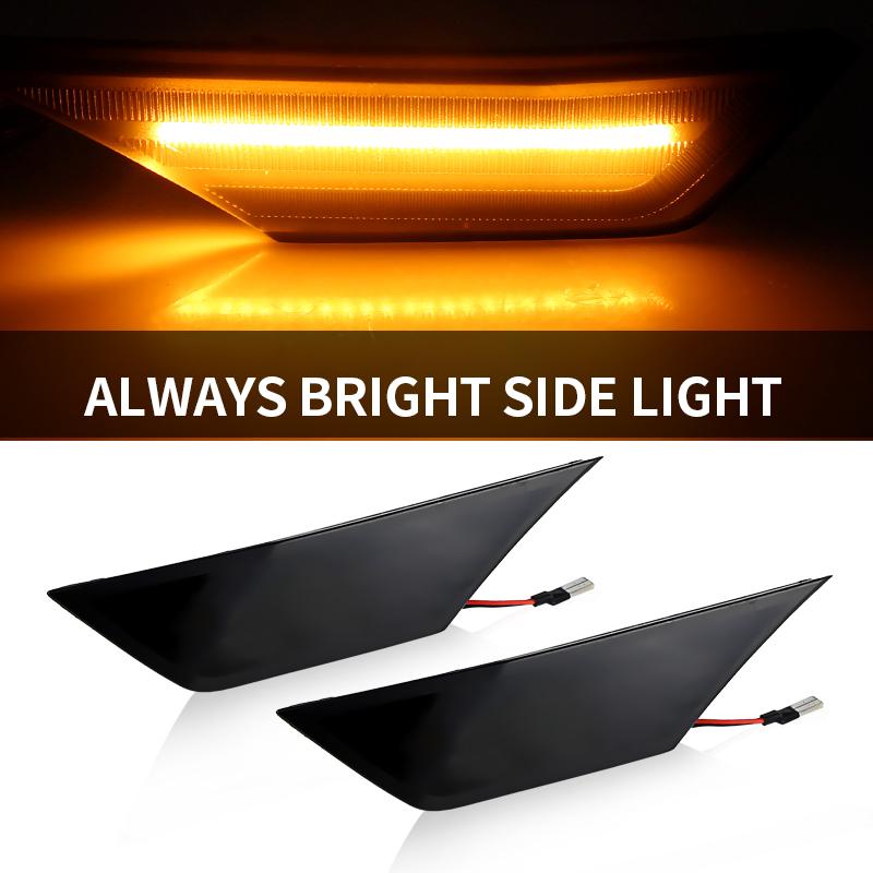 2PCS For 10th generation Honda Civic 2016-2020 Clear & Smoked LED Side Blinker Indicator Marker Light Black Smoked Lens