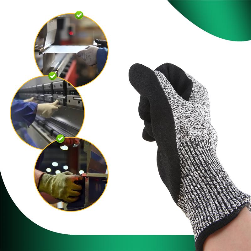 A20F-Level 5 Cut Resistant Gloves 3D Comfort Stretch Fit, Durable Power Grip Foam Nitrile, Pass  Food Contact, Smart Touch, T