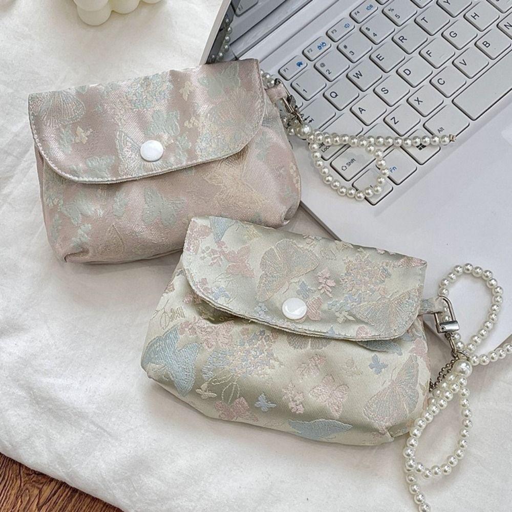 Embroidery Button Coin Purse Butterfly Chinese Style Storage Bag  Jewelry Packing