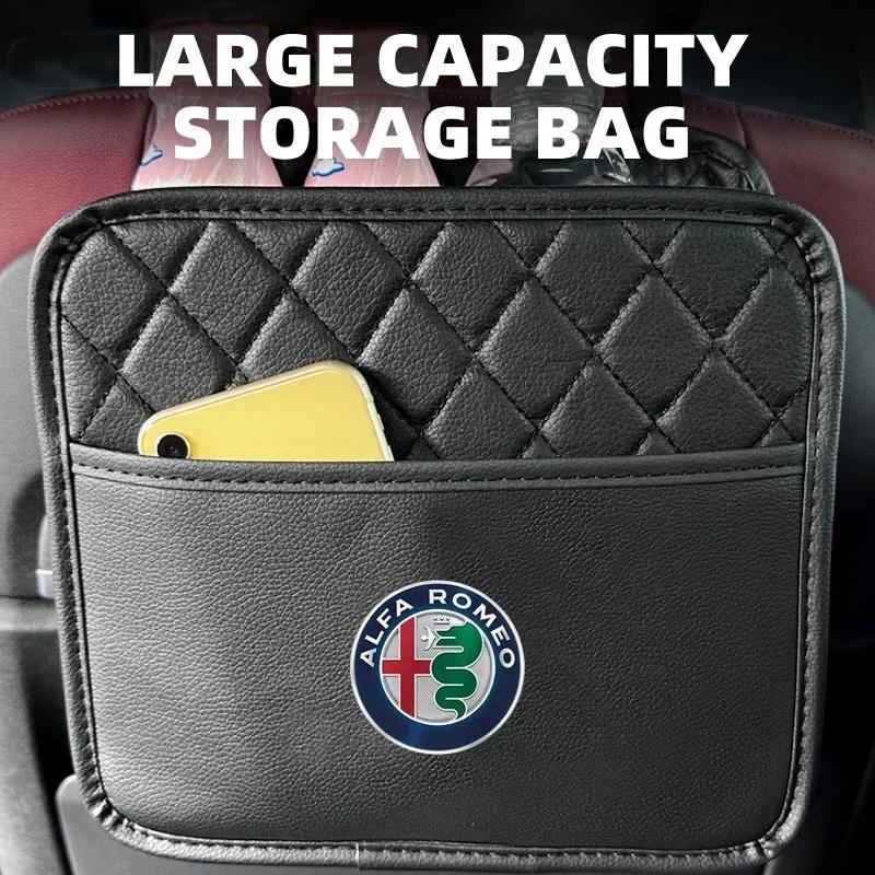 Multi Function PU Leather Car Seat Back Storage Bag For Alfa Romeo Sportiva Giulia Giulietta 159 156 Stelvio Auto Accessory