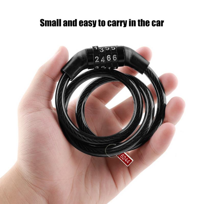 Anti-Theft Bike Lock 4 Digit Code Combination Stainless Steel Cable Bicycle Security Lock Equipment Bicycle Cable Chain Lock
