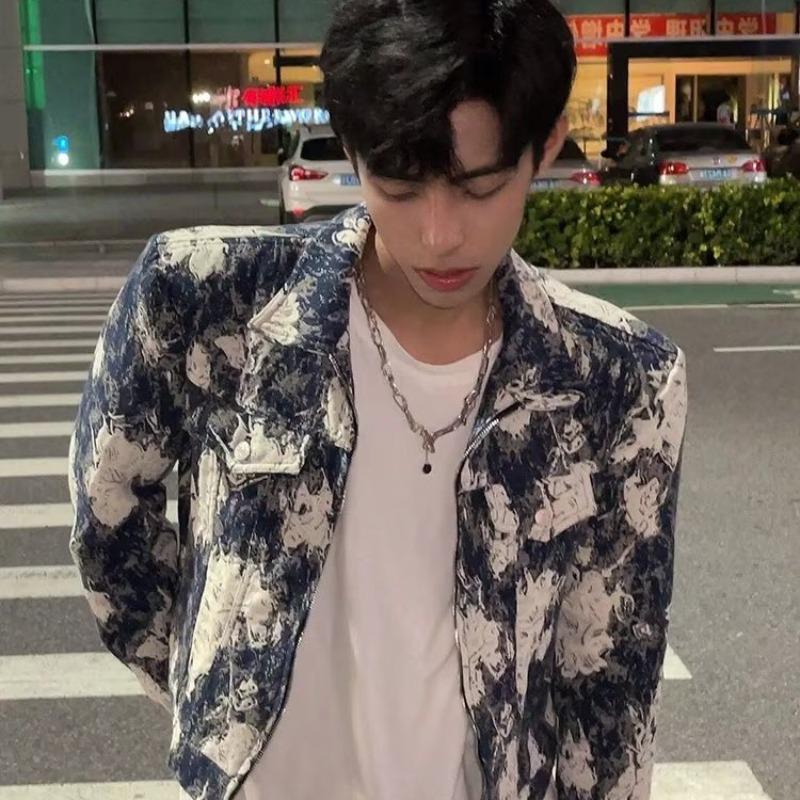 

Women s Trendy Loose Denim Jacket with Shoulder Pads - Spring/Autumn 2023 2XL синій