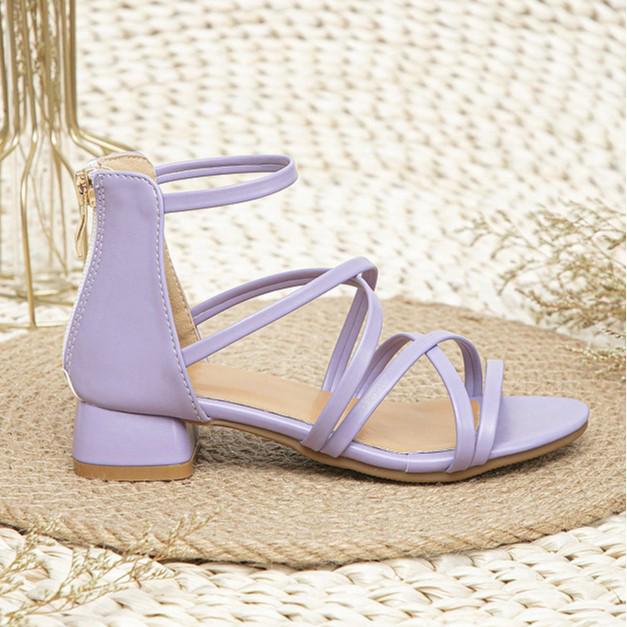 2025 Summer Girls' Trendy Roman-Style High-Heel Sandals with Back Zipper
