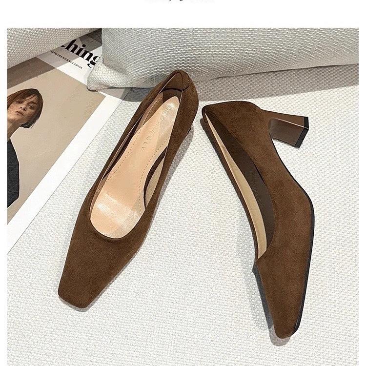 Fashion High Heels Women Square Toe Shoes Chunky Fashion Sexy Shallow Shoes Pumps Woman New 2025 Trend Spring Cozy Elegant Sandals Mujer