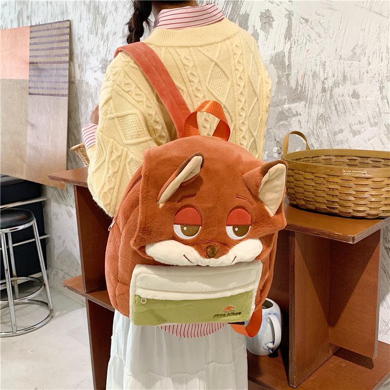 Zootopia Nick Judy Plush Backpack Winnie the Pooh Cute Large Capacity Backpack Cartoon Anime Cosplay Bag for Kids Adults