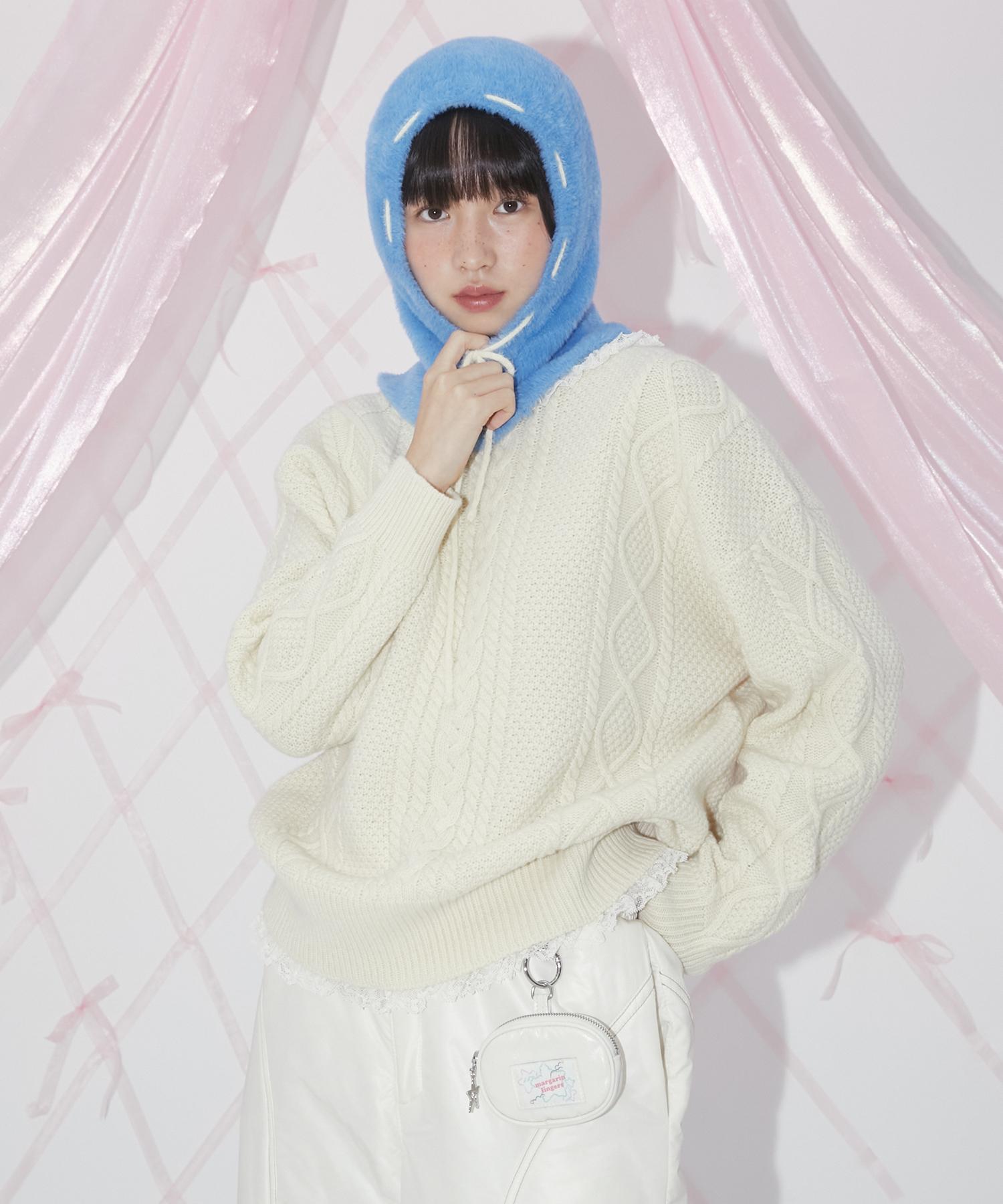 Margarine Fingers Lace Cable-Knit (Cream)
