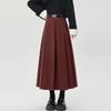 Women's 2024 High-Waisted Wool Pleated Midi Skirt – Autumn/Winter Slimming A-Line