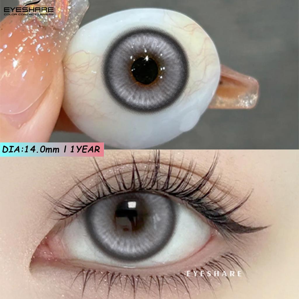 Eyeshare Lentes de contacto de colores nuevos para Halloween, lentes azules con pupila roja y rosa, lentes de belleza para cosplay de anime, lentes de maquillaje de colores, 1 par