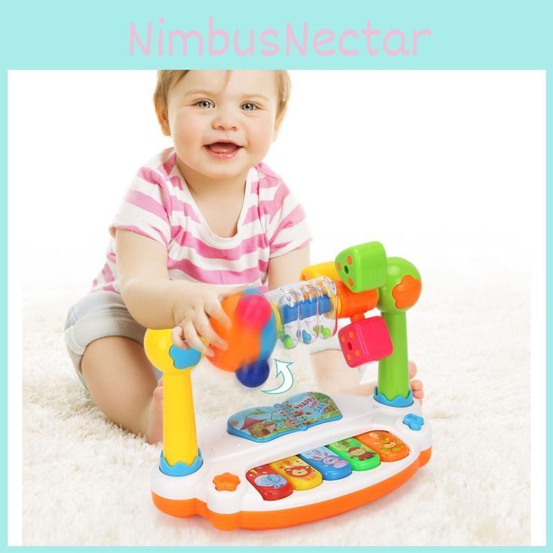 Toy Piano Baby Kids Rotating Music Keyboard Light Toddlers Gifts Educational
