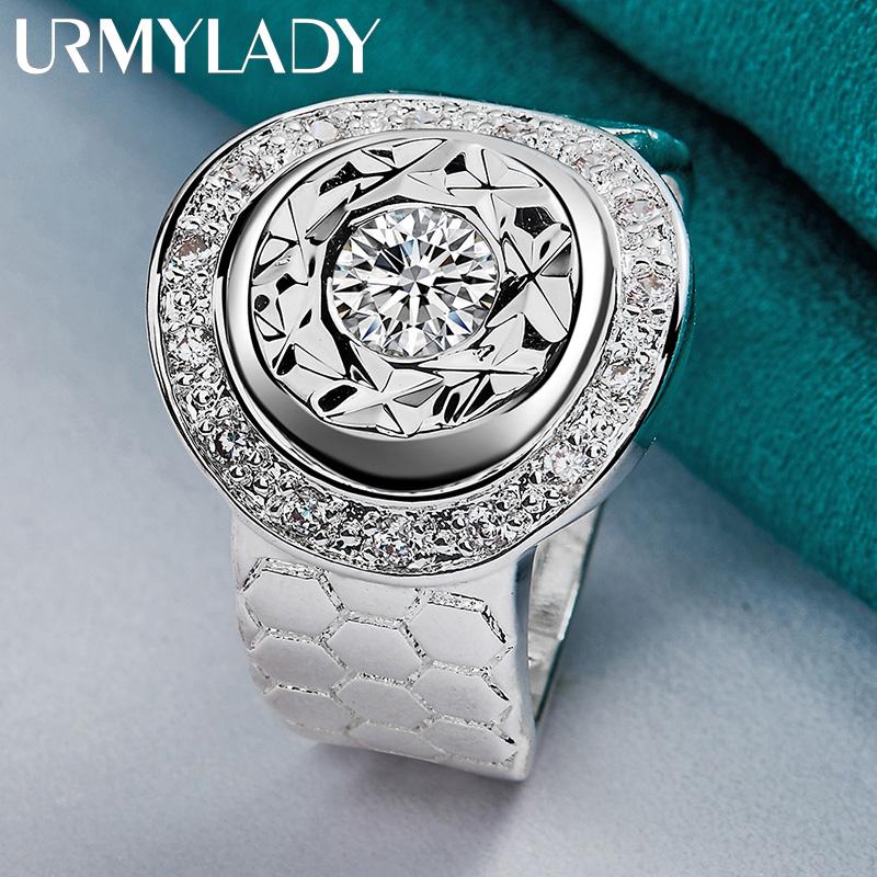 925 Sterling Silber Uhr Zirkon 7 8 9 10 Ring für Frauen Modeschmuck