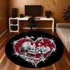 1pc Skulls BarbedWire Round Chair Mat Office Area Rug - Non-Slip, Floor Mat for Office, Bedroom, and Indoor Decor P127119