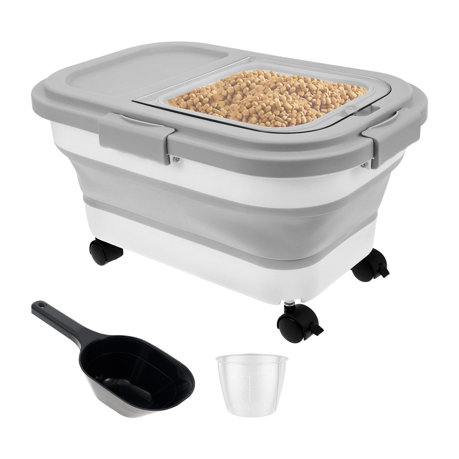 

Collapsible Pet Food Storage Barrel Large Capacity Cat Dog Food Storage Container Sealing Kitchen Grain Rice Storage Boxes серый