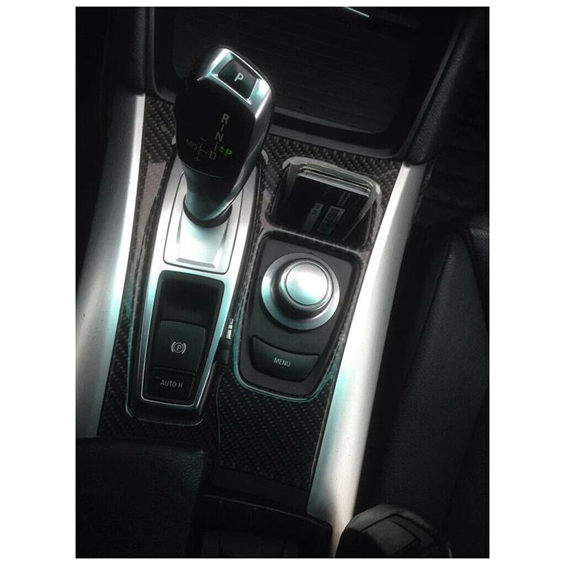 Carbon Fiber Framväxel Panel Kåpa Trim Dekal för BMW X5 E70 X6 E71 2008-2011 2012 2013 2014 Inredningstillbehör