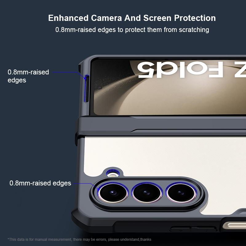 XUNDD For Samsung Galaxy Z Fold5 5G Case PC+TPU+Tempered Glass Phone Cover with Glass+Protective Bar