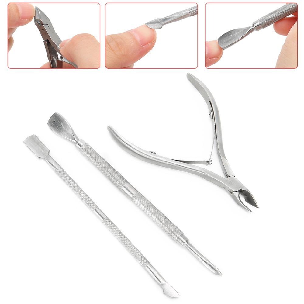 3pcs Dead Skin Remover Cuticle Nippers Dead Skin Pusher Kit For Toenails