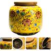 Ceramic Tea Canister with Airtight Wood Lid Vintage Chinese Style Tea Storage Jars Traditional Tea Tins Cans Tea 230ML for Kitchen Spice Tea Coffee