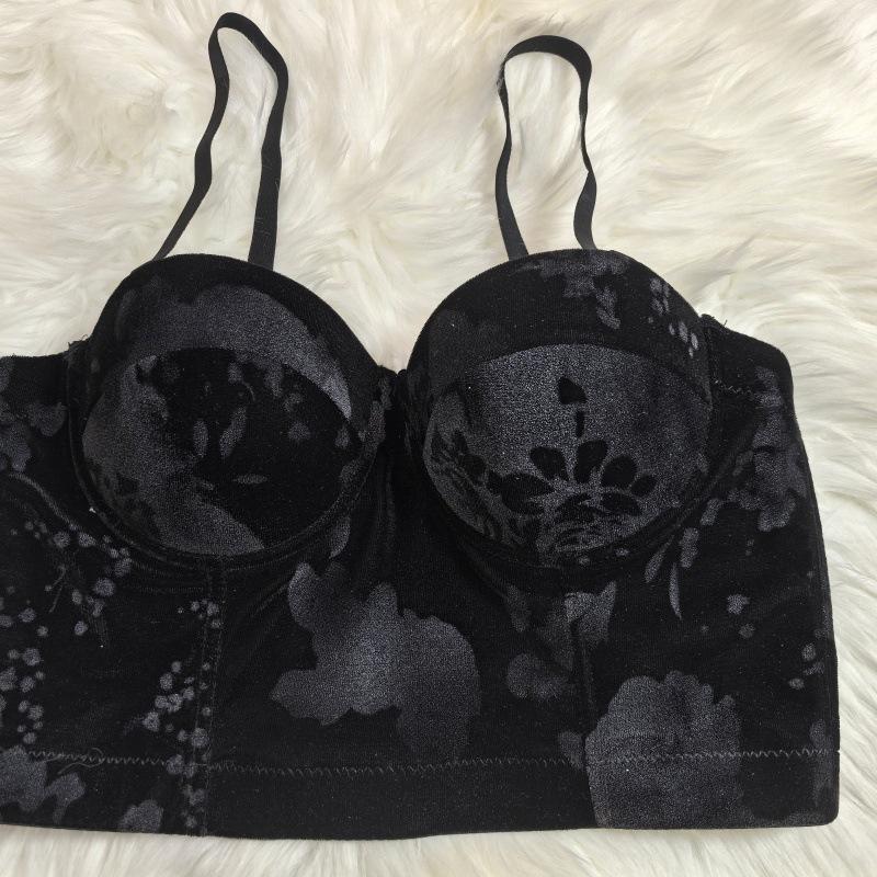 

Velvet suspender fishbone bra sexy shaping can be worn outside bras 34