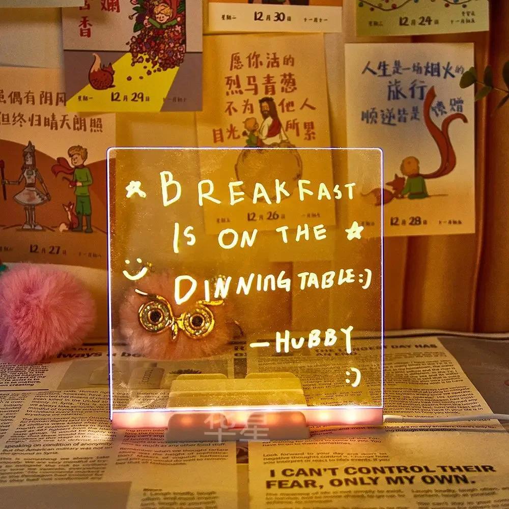 non-toxic New Glowing Acrylic Marker Board LED Luminous Erasable Children's Drawing Board Drawing Toys Letter Message Board Christmas Gift