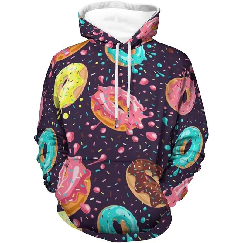 2024 Fashion New Autumn Donut 3D Printed Hooded Sweatshirt men's Casual Loose Fitting Pullover Sportswear Sweatshirt For Men