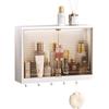 Bohrloser Badezimmer-Aufbewahrungsschrank, Wandmontierter Medizinschrank mit Magnetischer Tür & Spiegel Platzsparender Regal-Organizer