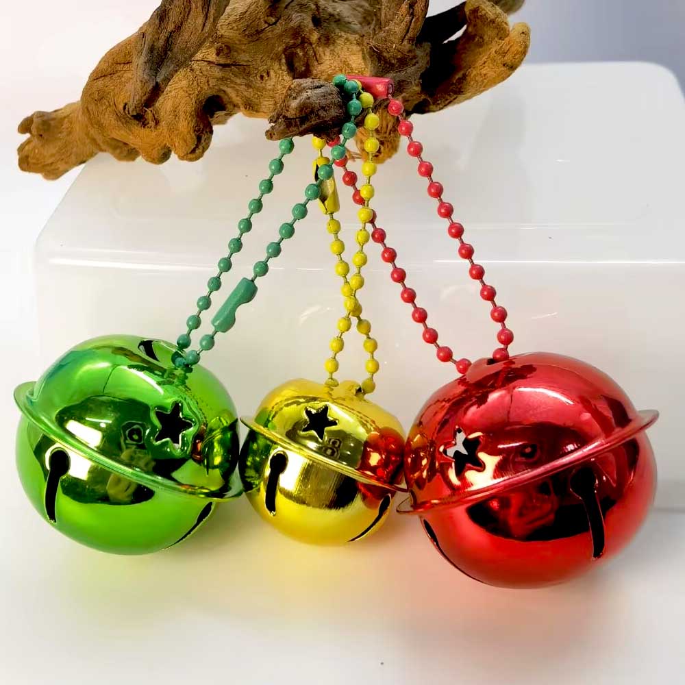 10pcs 30-40mm Bell Jingle Gold/Silver Christmas Tree Pendant Glitter Bell Hollow Star Sleigh Bell Christmas Tree Decoration
