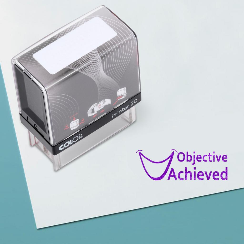 Objective Achieved Self Inking Rubber Stamp Custom Colop Office Stationary P20 Mini Stamper