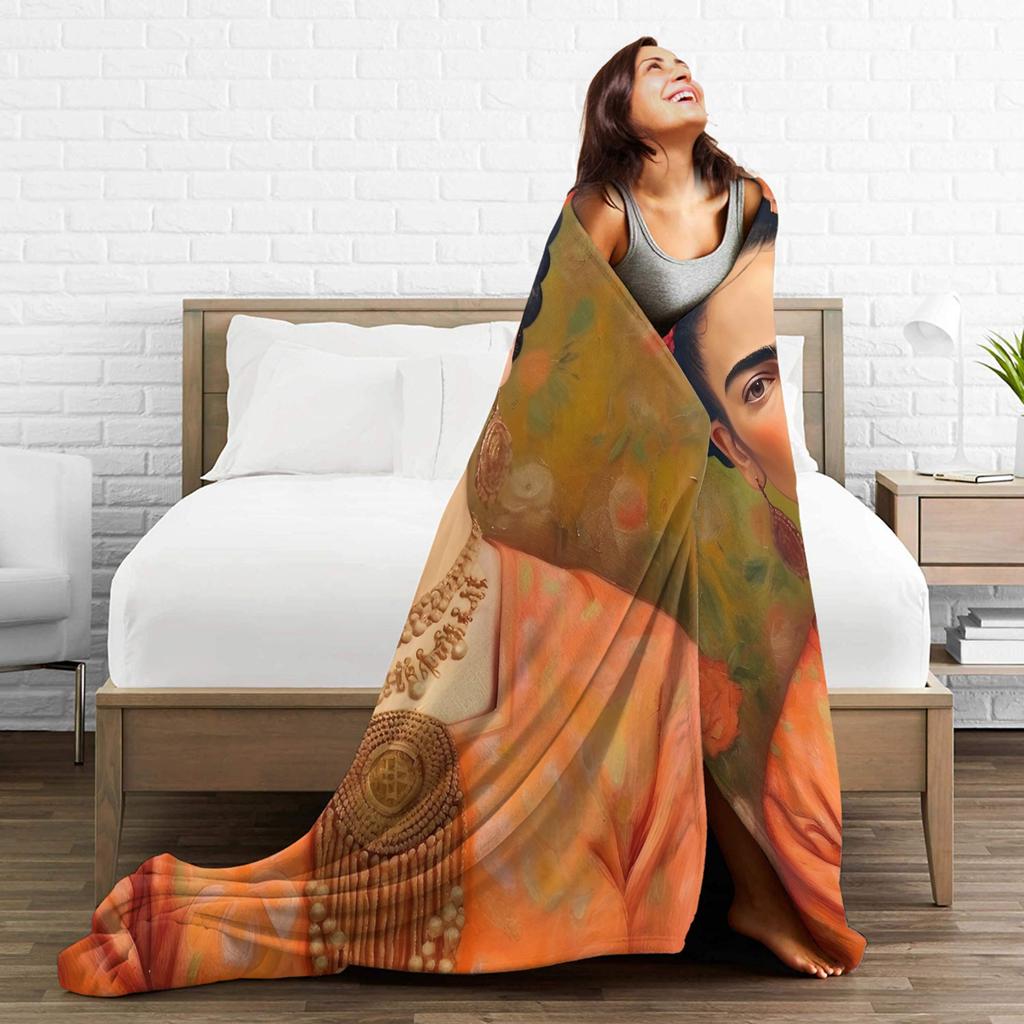 F-Frida K-Kahlo Fleece Throw Blanket Blankets for Sofa Car Lightweight Thin Bedroom Quilt,